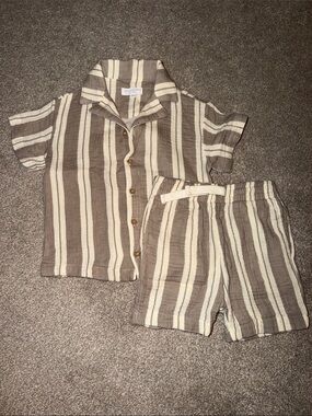 Target Greyson Mini Toddler Boys Striped Brown & Cream Set